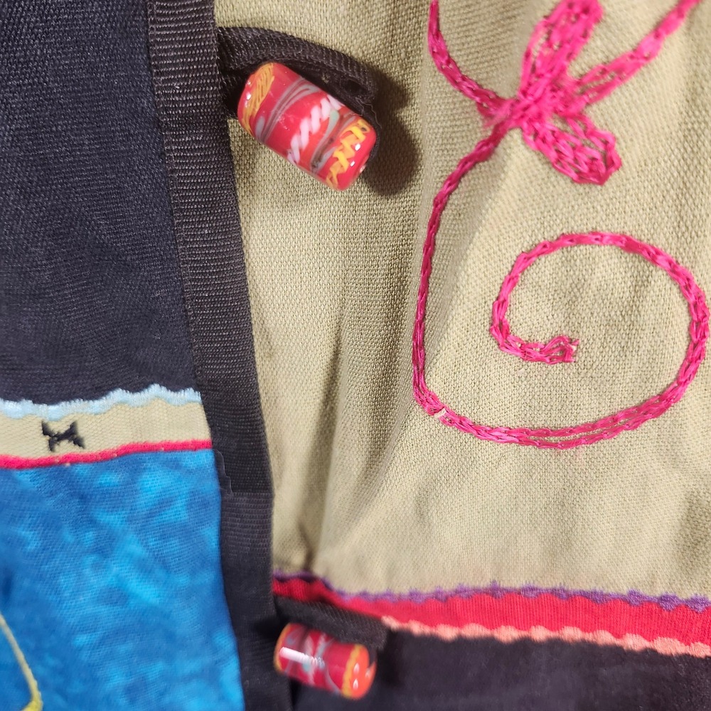 Drapers & Damons Patchwork Embroidered Jacket Womens L Multicolor Bead Toggle - Picture 9 of 13